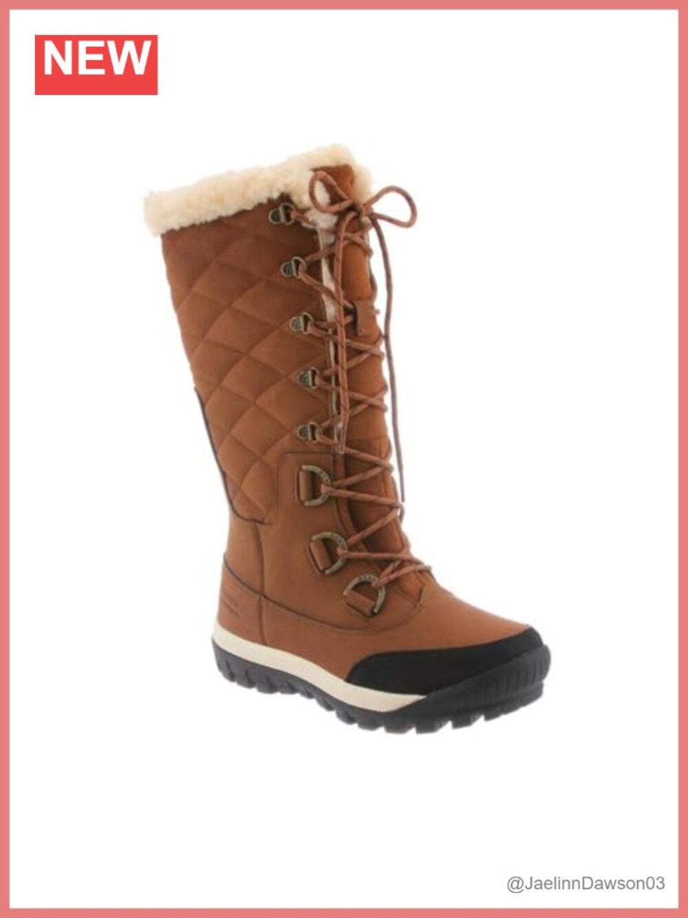 Waterproof Faux Leather & Suede Winter Boots with Faux Fur Trim, Pull-On Style